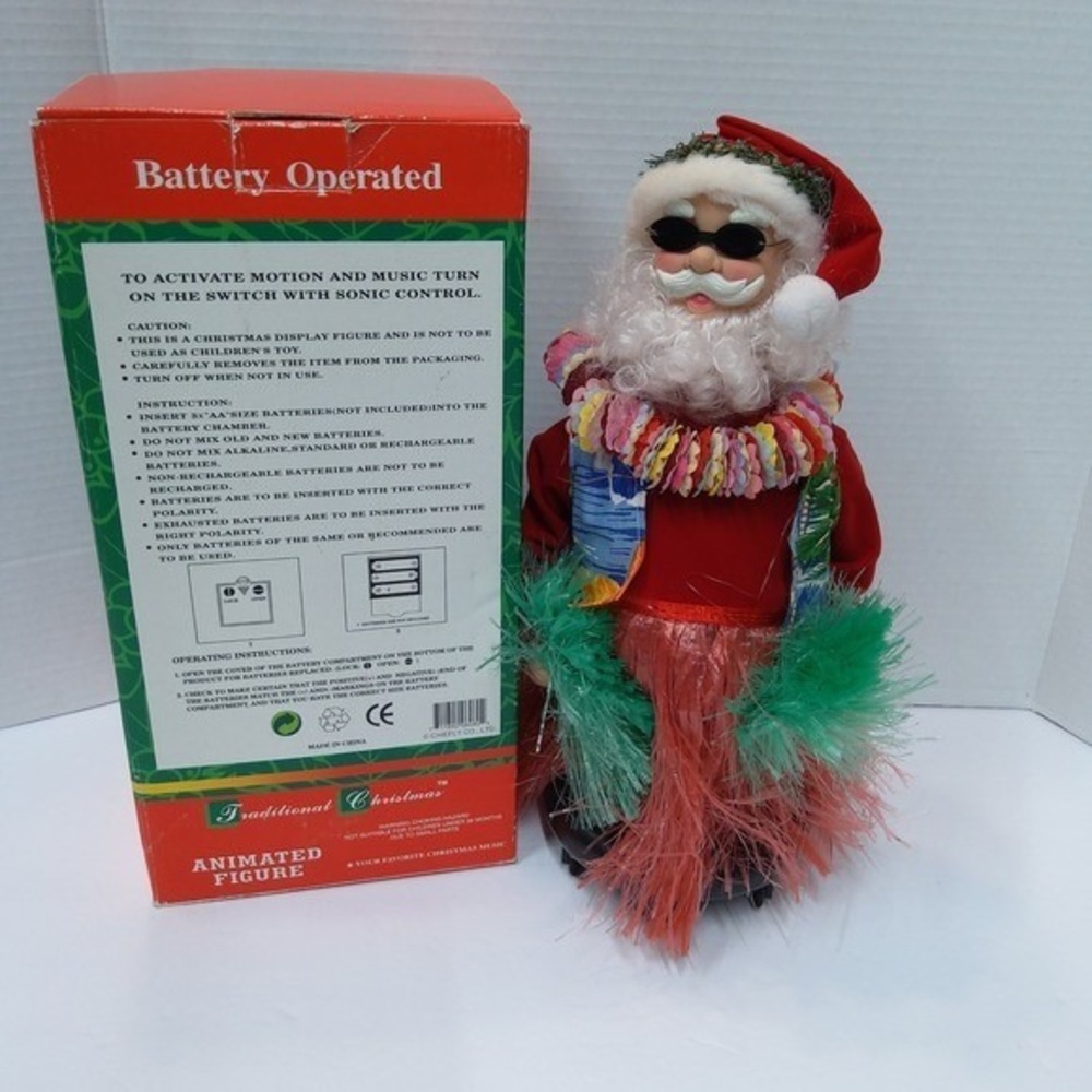 Vintage Rocking Hula Santa Dancing & Singing Hawaiian Santa - Picture 3 of 5